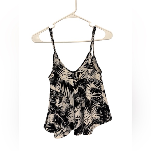 Black & White Palm-Print Spaghetti Strap Tank Top - Picture 2 of 2